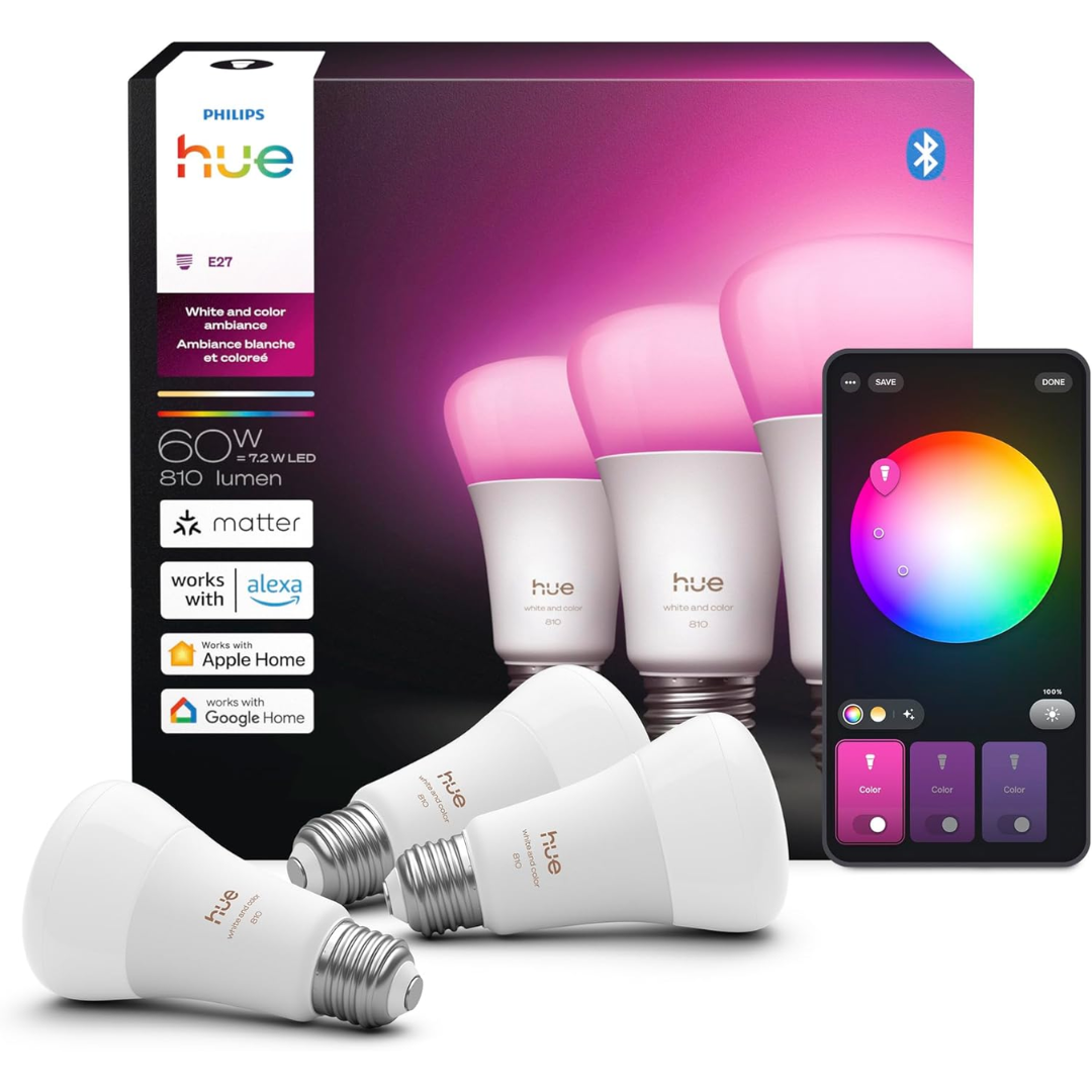 Philips Hue 3-Pack A19 Smart LED Bulb