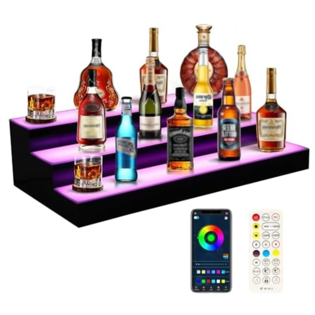 3-Tier LED Liquor Bottle Display w/App