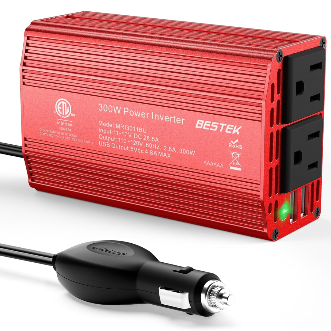 300W Car Inverter w/ Dual USB Ports