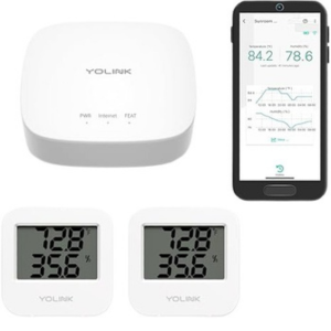 YoLink 2-Pack Smart Wireless Temperature & Humidity Sensors w/Hub