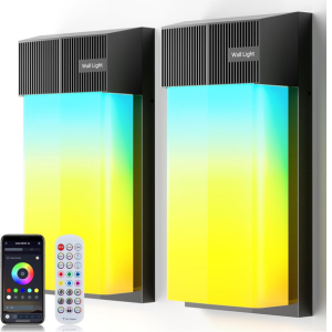 2-Pack Smart Outdoor RGBWW LED Porch Wall Light