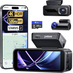 4K Dual Dash Camera w/STARVIS 2 Sensor & 64GB Card