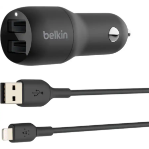 Belkin 24W Dual USB-A Car Charger w/3' Cable