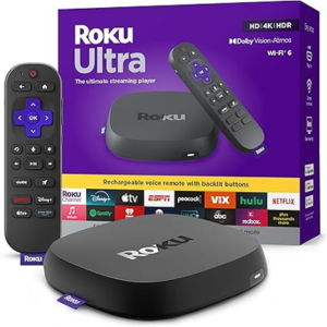 Roku Ultra 4K/Dolby Vision/Atmos Streaming Player w/Voice Remote