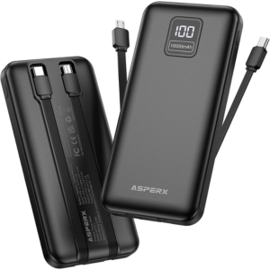 AsperX 2-Pack 10000mAh Charger w/Built-in Cables