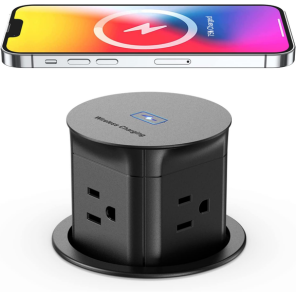 4-Pop Up Outlet w/15W Wireless Charger