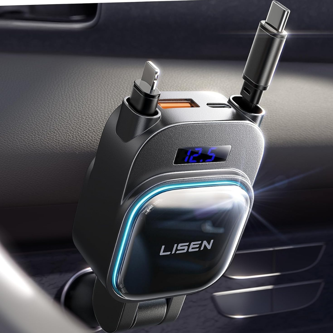 Lisen 4-in-1 Retractable Car Charger