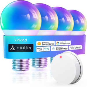 Linkind 4-Pack WiFi RGBTW LED Light Bulbs w/Remote & Music Sync