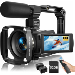 WiFi 8K UHD Video Camcorder w/App & 32GB Card