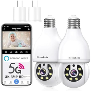 2-Pack 2K Light Bulb Security Camera w/Alexa