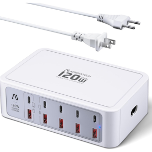 Portable 10-Port 120W USB C GaN Charging Station