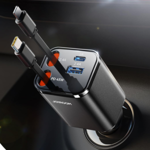 Joyroom 4-in-1 84W Retractable USB-C + Lightning Car Charger