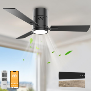 Flush Mount 42'' Ceiling Fan w/Light & App