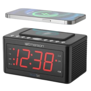 Emerson Smartset Wireless Charging Alarm Clock Radio