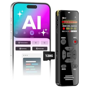 128GB AI Digital Voice Recorder w/App