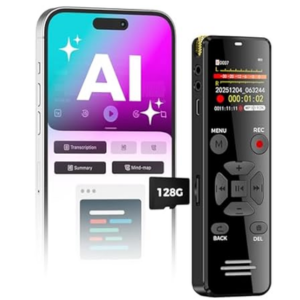 128GB AI Digital  Voice Recorder w/App