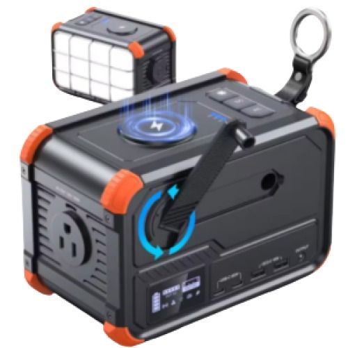 Portable 153Wh Power Station w/Solar & Hand Crank