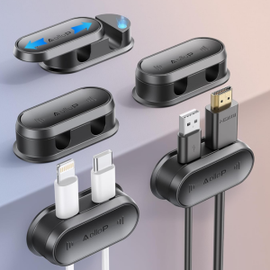 5-Pack Aollop Adhesive Organizer Cable Clips w/ Slide Lock