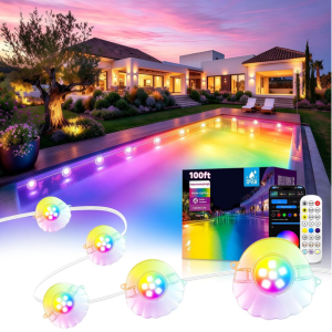 RGB 100' Shell LED Pool Lights w/Remote & App
